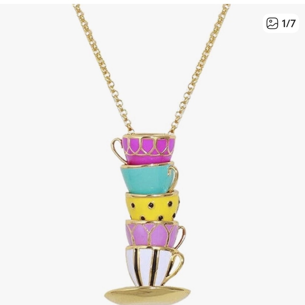 Kate Spade Tea Time Stacked Teacup Pendant Necklace